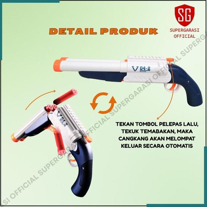Mainan Anak Shotgun double barrel toy Soft bullet shell eject gun blast super