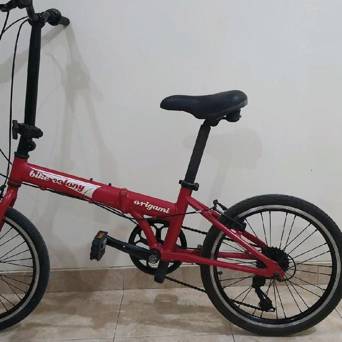 Terlaris Bike Colony Sepeda Lipat Origami Ban 20 Inch Original Warna Merah Dengan Desain Khas Brand