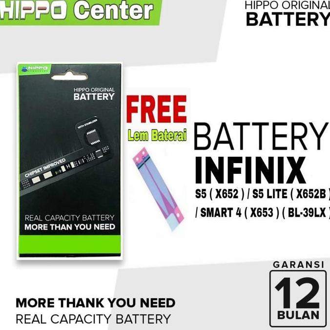 BATERAI HIPPO Compatible with INFINIX S5 ( X652 ) / S5 LITE ( X652B ) / SMART 4 ( X653 ) ( BL-39LX )
