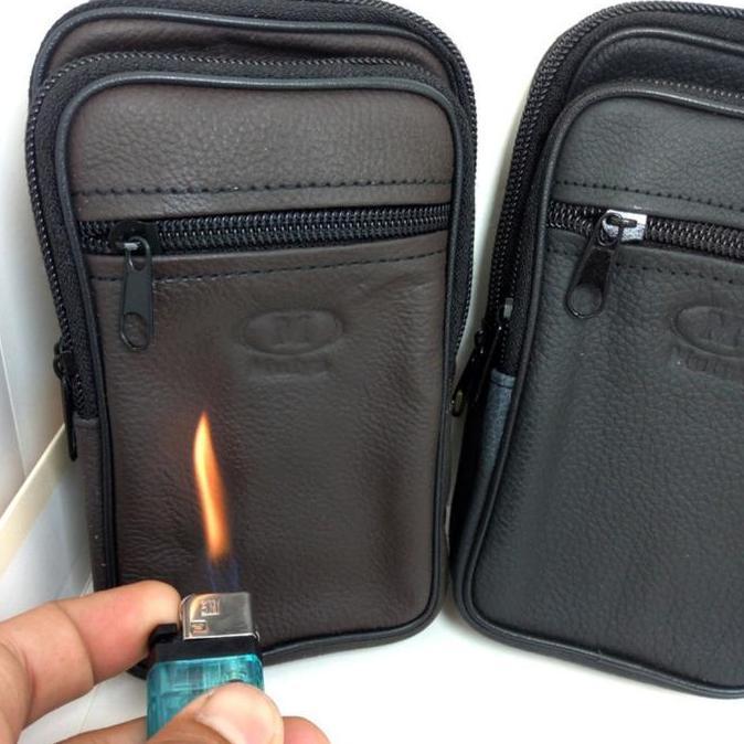 Bag- Tas Hp Sarung Hp Kulit Asli Dompet Hp Tas Pinggang Sabuk Kulit Asli Hitam