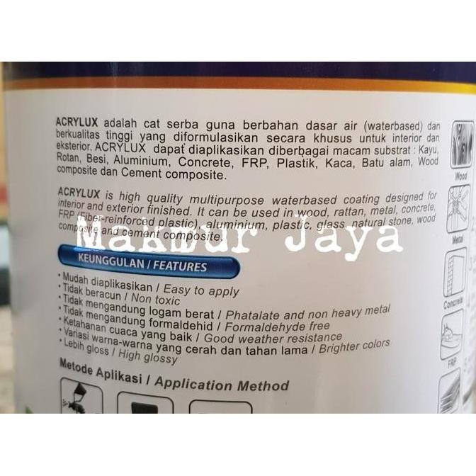 Wutwut- Acrylux Clear Gloss Propan Cat Duco Besi Kayu Water Based