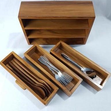 tempat sendok laci kayu / tempat sendok kayu estetik