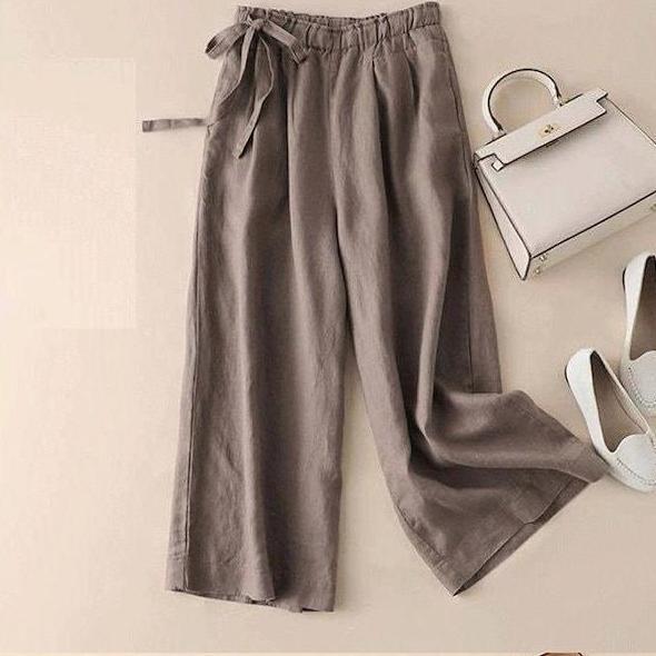 celana kulot tali serut samping/celana kulot bahan 100%katun rami premium/celana kulot high wais Kar