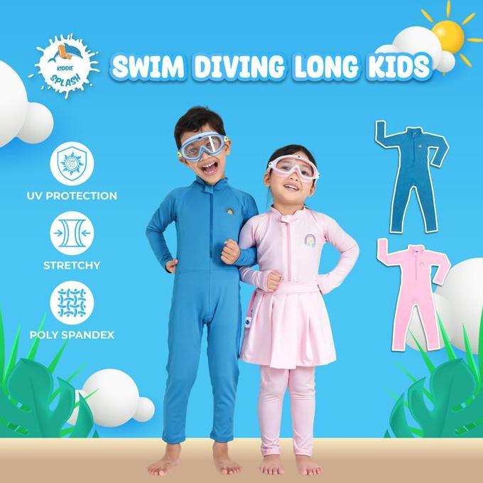 TERMURAH Kiddie Splash Baju Renang Selam Anak Perempuan Anti UV UPF 50+ Full Body Suit 3-9 Tahun Pan