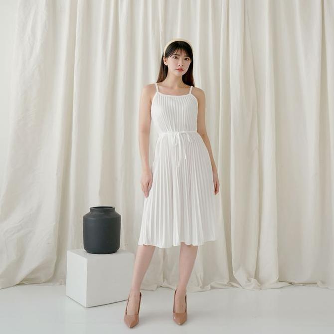 Dress Plisket Midi / Dress Plisket Wanita / Pleated Dress Casual Panjang
