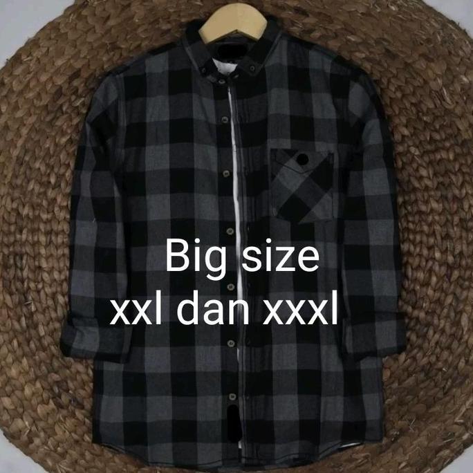 Kemeja flanel jumbo unisek lengan panjang kotak kotak Pria Wanita Distro premium