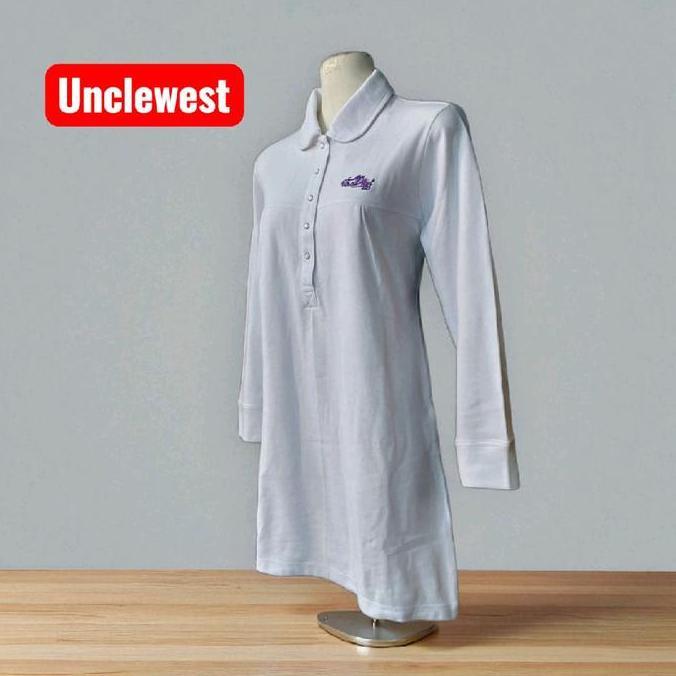 Unclewest Atasan Kaos Tunik Panjang Wanita Bahan Katun Lacos Sport Model Kerut Didada
