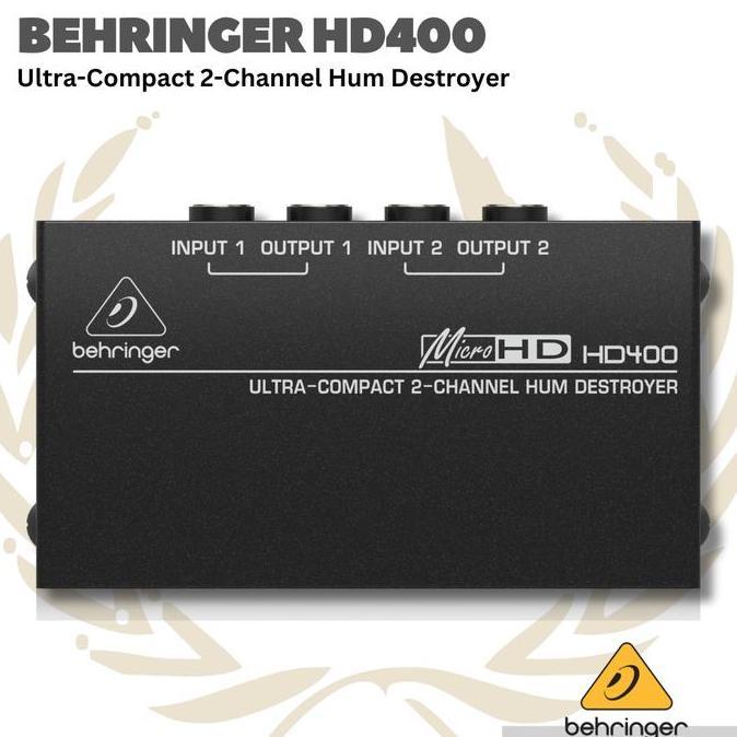 BEHRINGER HD400 ULTRA-COMPACT 2-CHANNEL HUM DESTROYER - HD-400 CLEAN HUM DESTROYER 2 CHANNEL ORIGINA