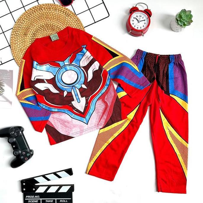 ASLI BAJU FASHION SETELAN ANAK MOTIF ULTRAMAN KOSTUM CELANA PANJANG READY STOCK
