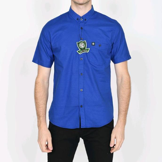 BOY MOM Kemeja Polos Pendek Warna Biru BCA Biru Elektrik Katun Cigaret M L XL Baju Pria Kerja Distro