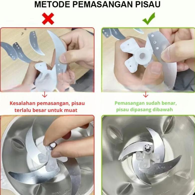 TERBARU BLENDER DAGING CHOPER PORTABLE 2IN1 4 MATA PISAU STAINLES STEEL
