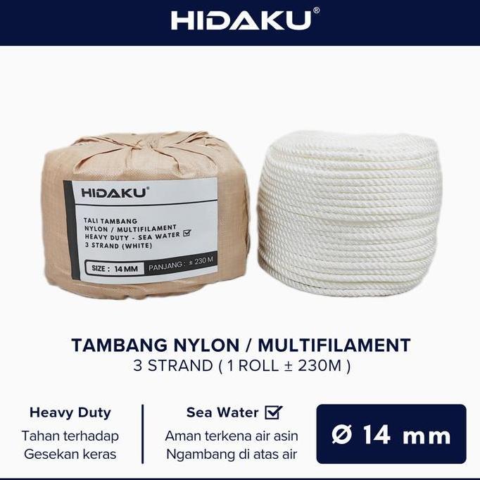 HIDAKU tali tambang nylon 14mm ROLL / tambang nilon 14mm / ROLL