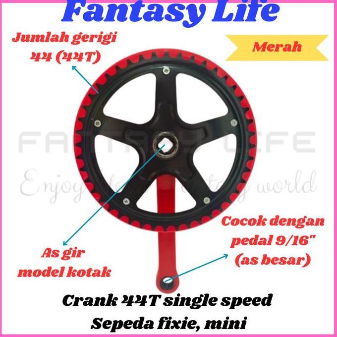 Murah Fantasy Gear Gir Crank set depan sepeda single speed 44T sepeda Fixie Lipat Minion Non COD