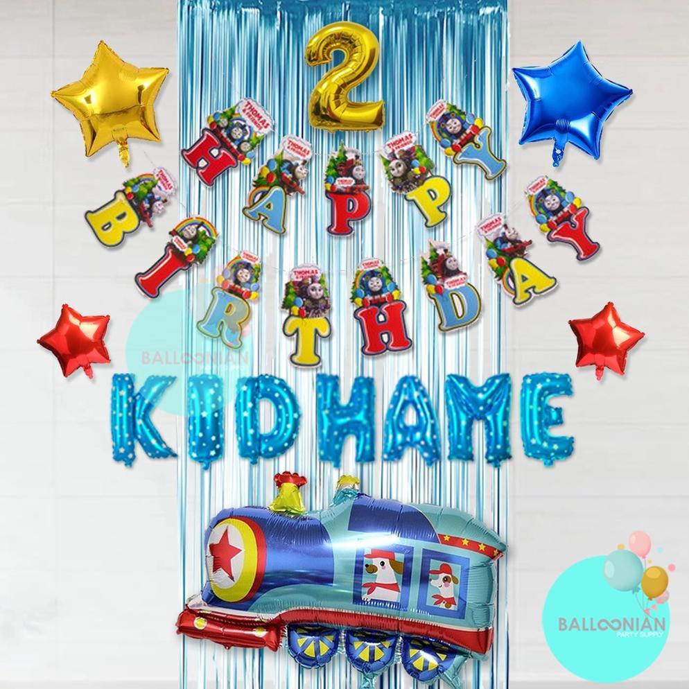 THOMAS SIMPLE DEKORASI SET/DEKORASI ULANG TAHUN ANAK/BALON FOIL TRAIN/KERETA/ULTAH ANAK/CHO-CHO TRAI