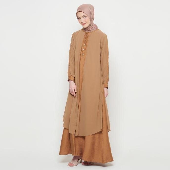 Gamis Wanita Pakaian Muslim Wanita Gamis Slit Warna Coklat Sr277