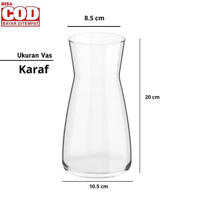 new deals karaf vas bunga kaca 1 liter - cocok untuk minuman & hiasan rumah - tinggi 20 cm diameter 