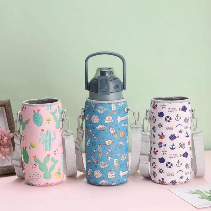 TERBARU Tas Termos Tumbler Sarung Botol Minum Elastis dengan Tali panjang /  Tas sarung botol minum 