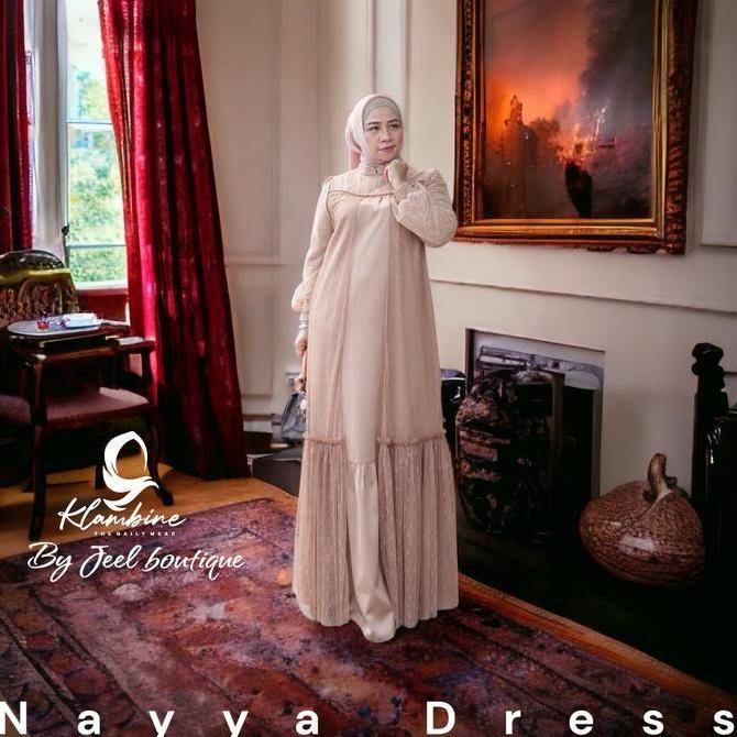 Klambine | Nayya Dress Pesta Wanita Casual | Dusty, Sage, Coklat, Lilac Kombinasi Muslim Kondangan  