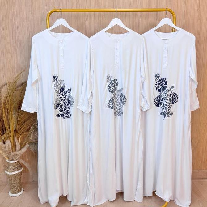 Gamis Putih Jumbo Ld 120 Cm Model Bordir Kekinian