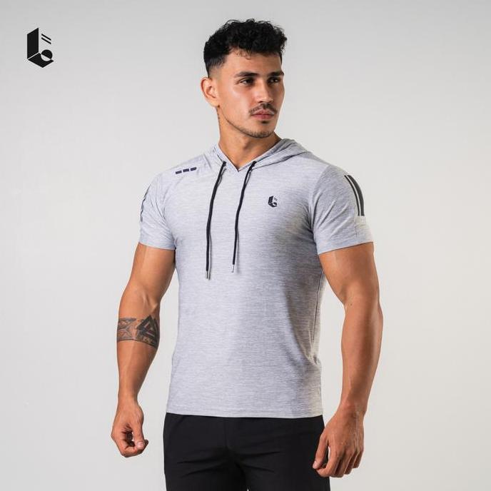 Baju Kaos Hoodie Sweater Lengan Pendek Jaket Olahraga Sport Sweatshirt Dry Fit Running Lari Gym Pria