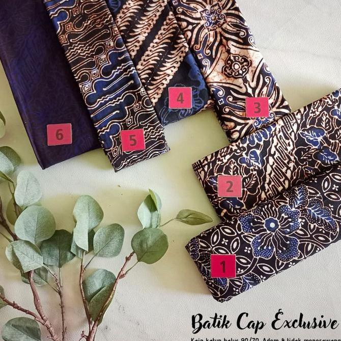 Kain Batik Cap Handmade Sogan Batangan Colet Biru - Biru Hitam ZAK