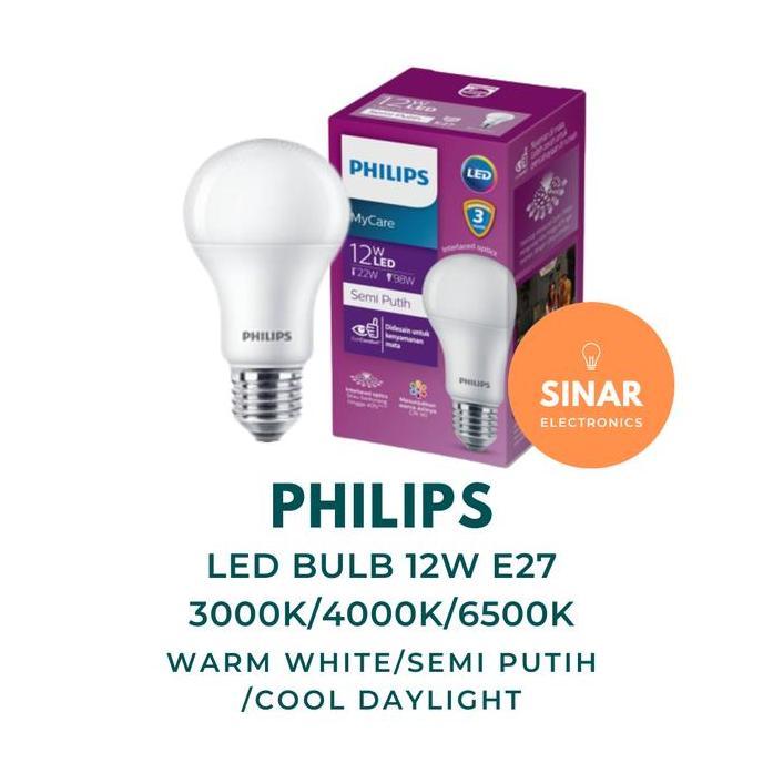 Lampu / Bohlam / Bulb LED 12W / Watt E27 PHILIPS 3000K / 4000K / 6500K