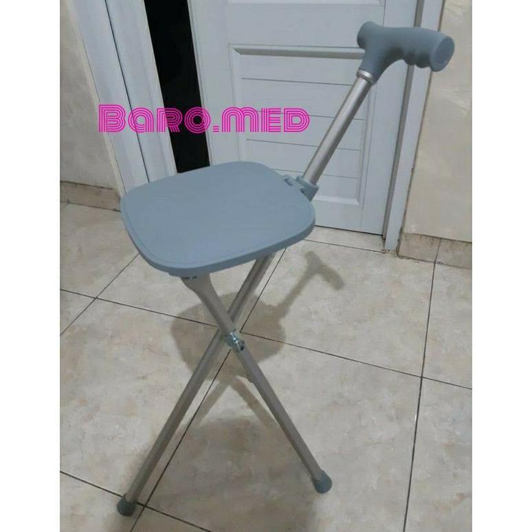 Tongkat kursi lipat/ Kursi sholat lansia/ Tongkat duduk traveling