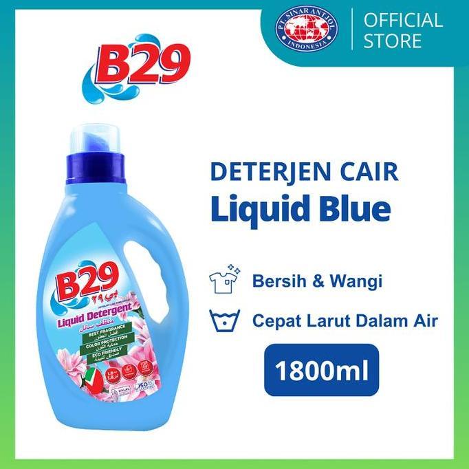 B29 LIQUID DETERJEN BIRU 1800ML BOTOL / SABUN CUCI CAIR UNTUK PAKAIAN 1.8 Liter