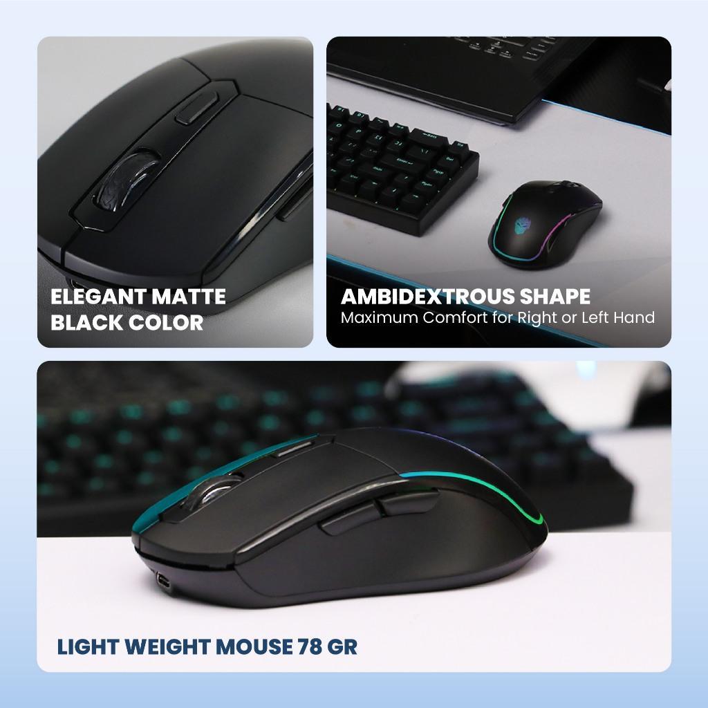 [Exclusive Shopee] Rexus Sh10 Mouse Gaming Wireless Rechargeable Baterai Rgb