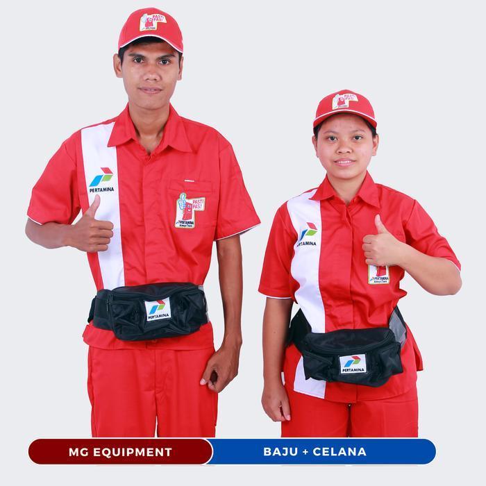 PROMO Setelan Baju Celana Seragam Operator Spbu Baju Kerja Pria & Wanita Pertamina