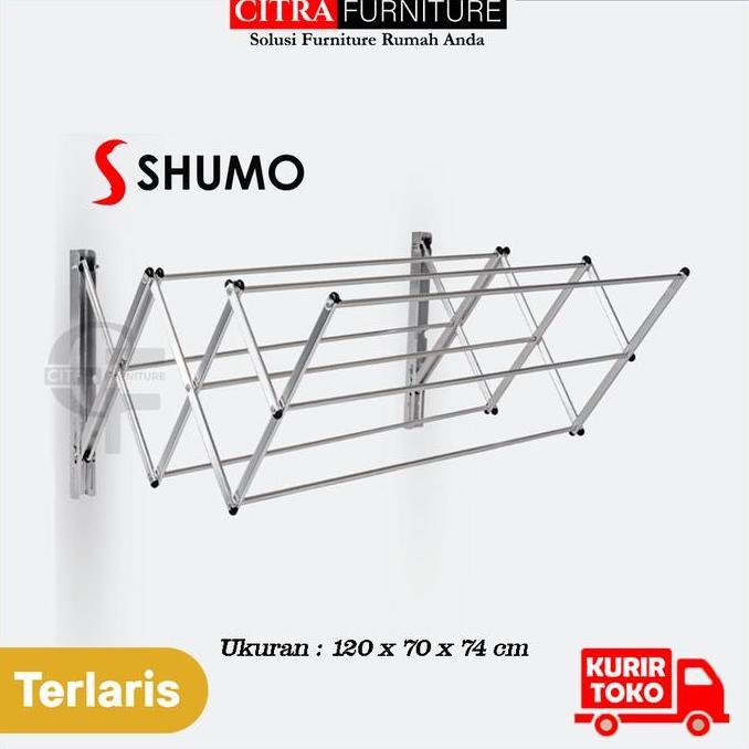 DISKON SHUMO Jemuran Handuk Dinding Stainless Okayaman Series | Jemuran Baju Lipat Kecil Kamar M REA