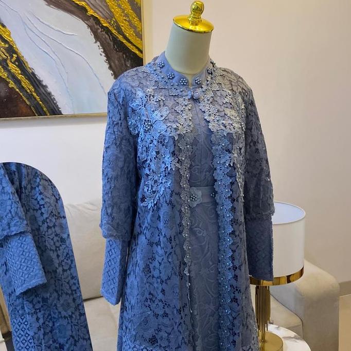 Gamis Awdella Outer M127 Brokat Mewah Muslim Pesta Dress Wanita Kondangan Dewasa Lebaran Maxi Panjan