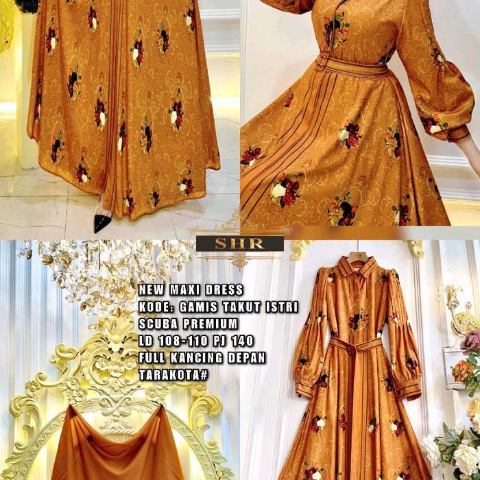 (Diskon) New Maxi Dress By Shr Gamis Takut Istri Scuba Premium Tebal Bestseller
