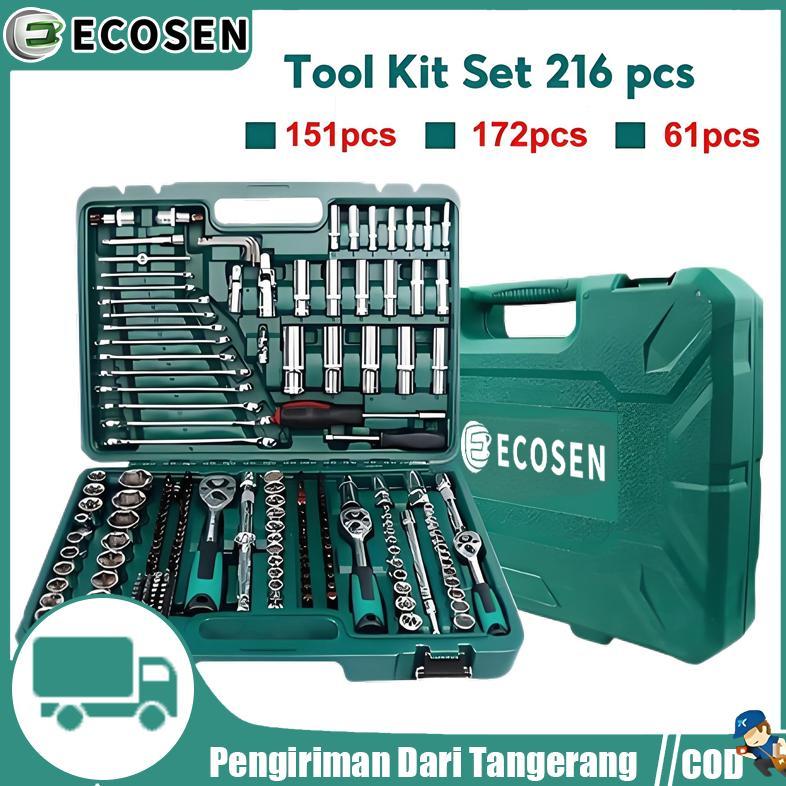 Tool kit Set Kunci Shock 216Pcs Drive Socket 1/2 Inch Socket Wrench Set Chrome Vanadium Kunci Pas Ra