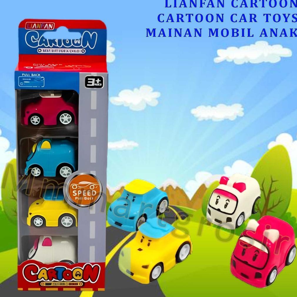 Lianfan Cartoon / Mainan Mobil Anak / Cartoon Car Toys / Isi 4pcs MR02