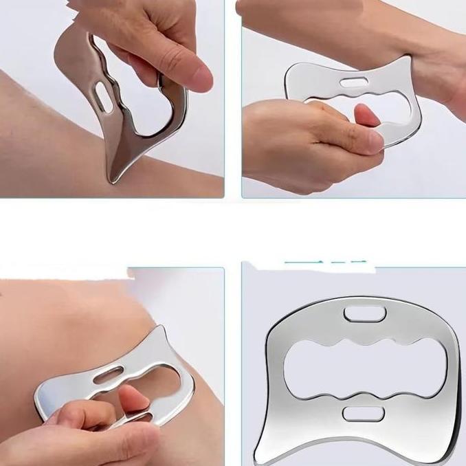 MOKAYA - Alat Guasha Stainless Steel Alat Guasha Stainless Steel Muscle Scraper Alat Pijat Stainless