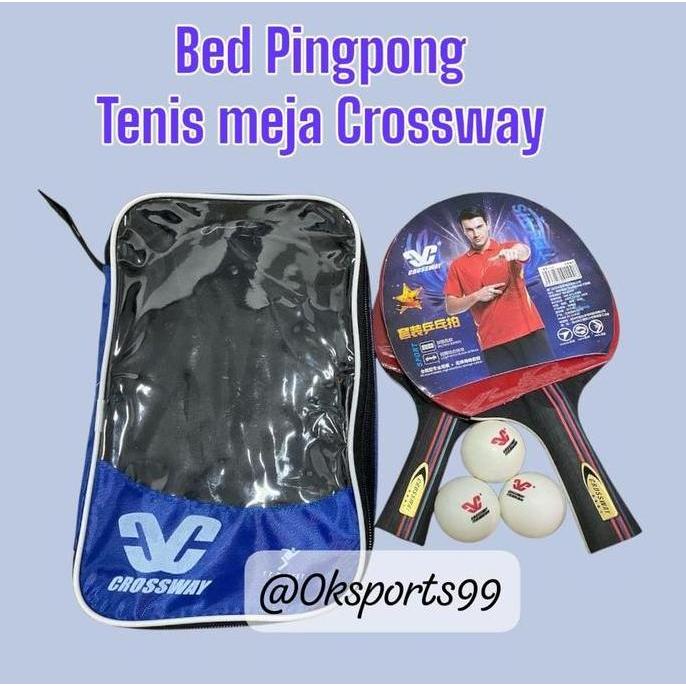 Bet Pingpong Bed Raket Tenis Meja isi 2pcs dengan Tas Gratis Pegangan Kayu & Bad Rubber Sesuai Stand