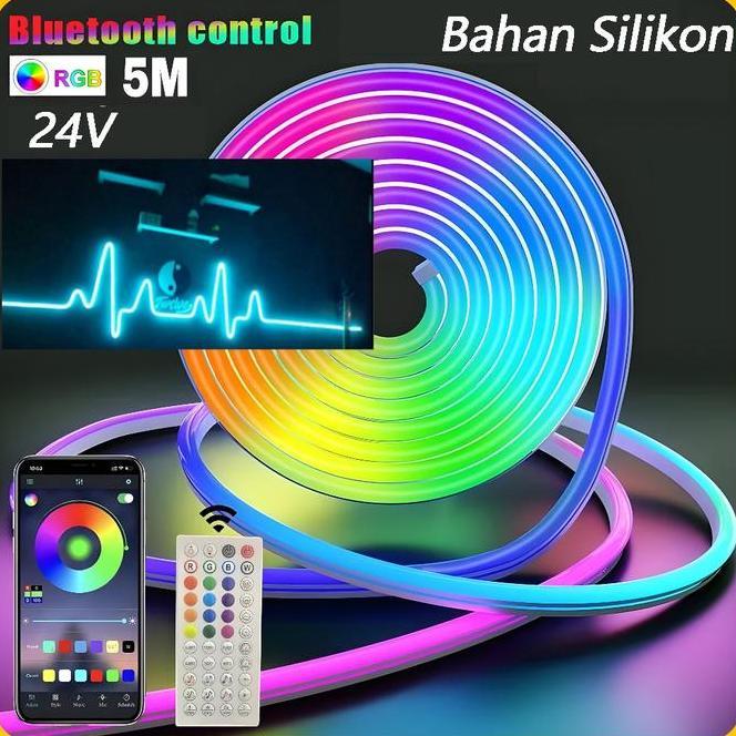 Led Neon Flex Rgb 5M Meter Dc 24V Sensor Suara 5 Meter Lampu Neon Flex Lampu Strip Led Neon