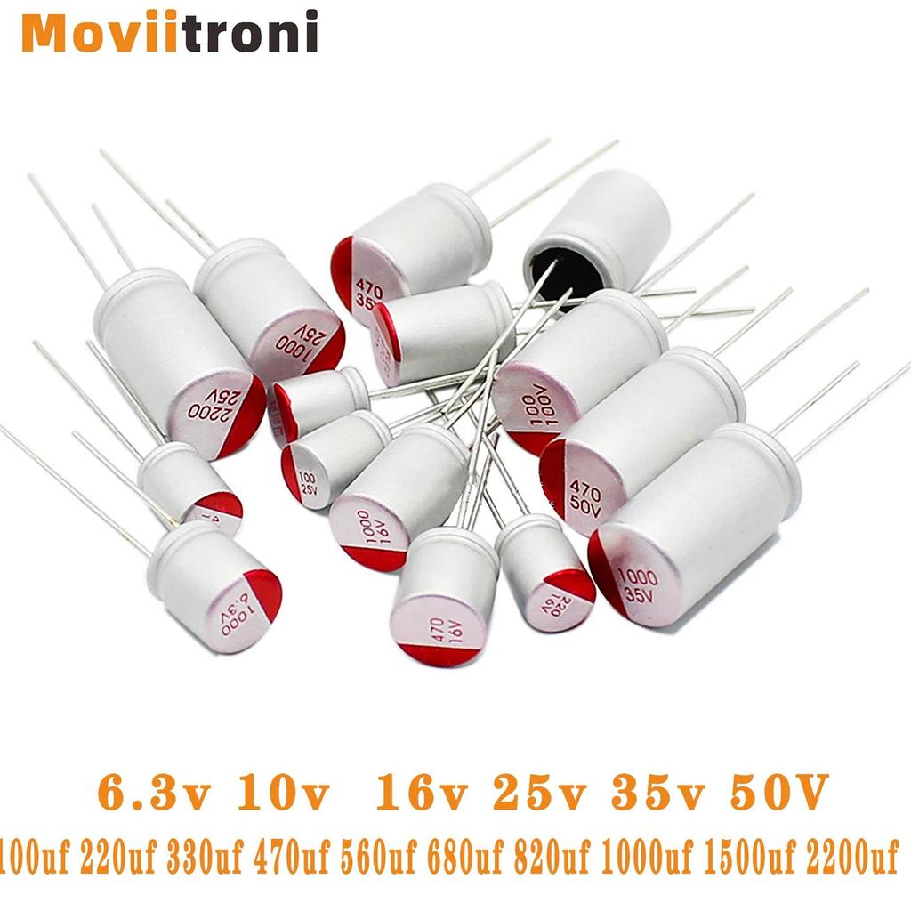 15pcs DIP Solid Electrolytic Capacitor 6.3v 10v 16v 25v 35v 50V 100uf 220uf 330uf 470uf 560uf 680uf 