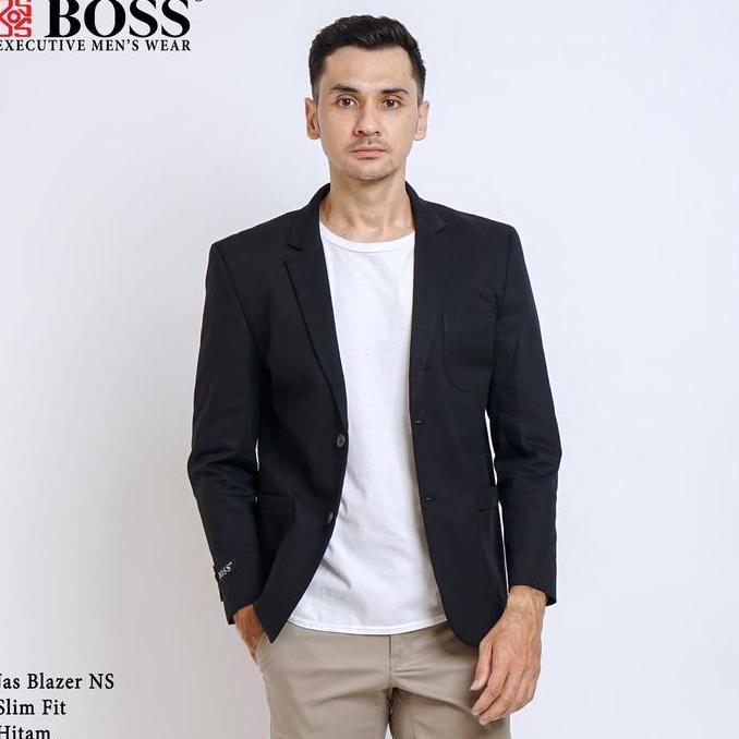 BOSS Jas Blazer Casual NS Slim Fit Hitam