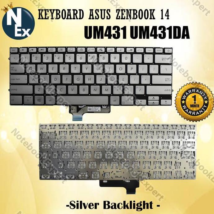Keyboard Zenbook 14 UM431 UM431DA Silver Backlight