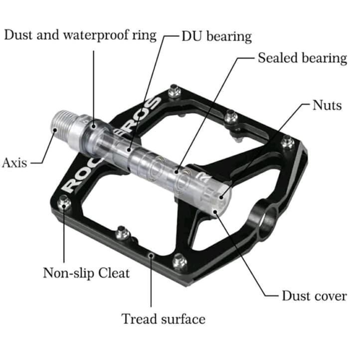 Rockbros 2017-12E / Pedal Alloy Bearing -Pedal Sepeda Alumunium Merah Original Dan Terpercaya