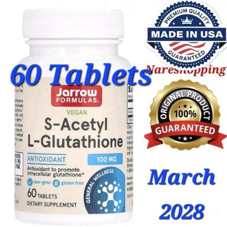Jarrow Formulas, Vegan S-Acetyl L-Glutathione, 100 Mg, 60 Tablets Vegan Antioxidant To Promote Inter