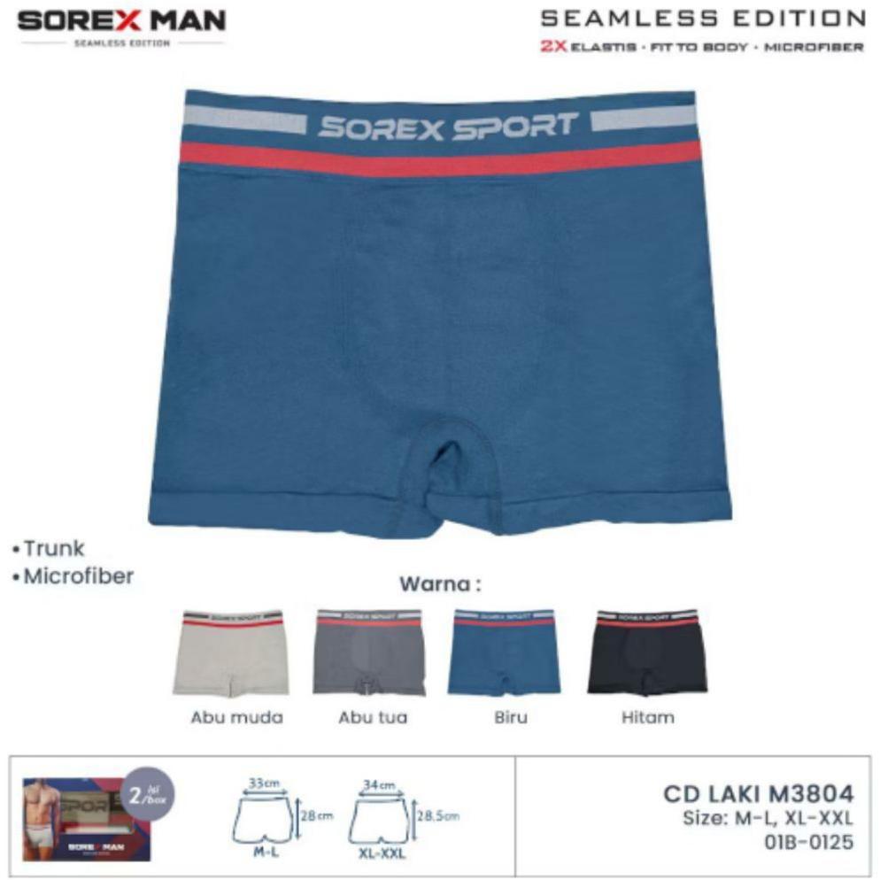 [ 2pcs ] Boxer Seamless Sorex Man 3802/3804 | Cd Boxer Pria Sport  | Cd Boxer Sorex Man Premium
