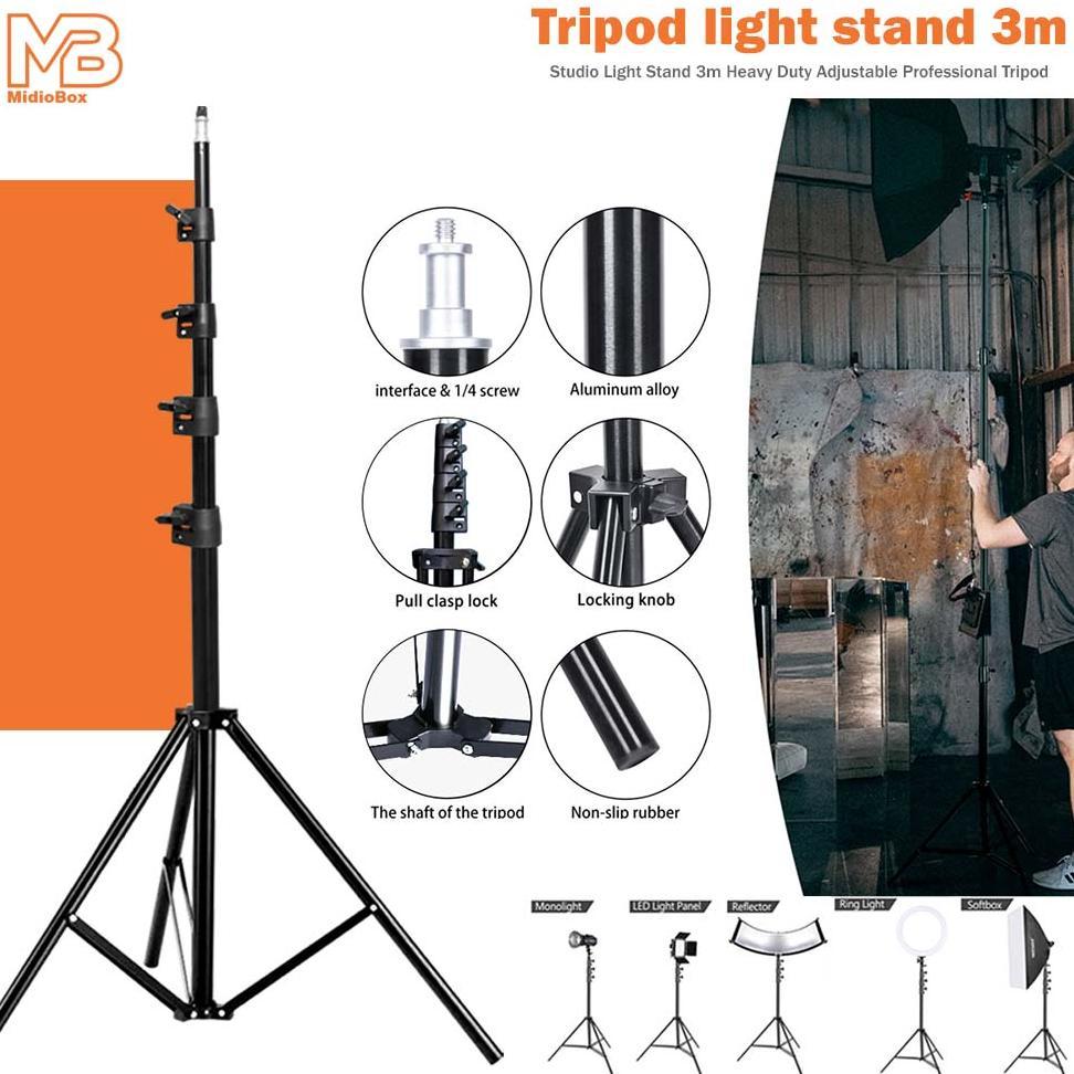 Portable Tripod Light Stand Studio Foto Stand Lampu Led Tripod Stand Kamera Midio Tinggi Max 3 Meter