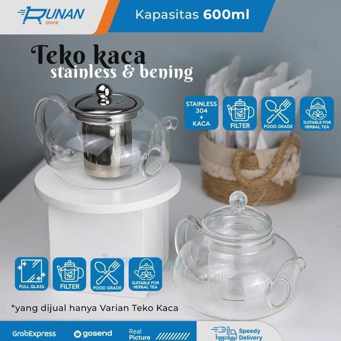 promo Teko Teh Kaca 600ml Chinese Teapot Infuser 600 ml Teko Saringan Teh terlaris