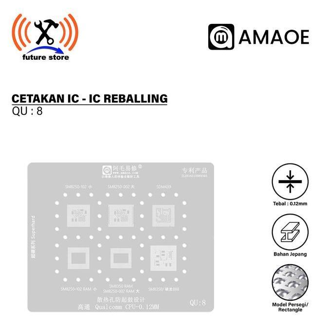 Amaoe QU 8 Cetakan IC BGA Reballing Stencil For SM8350 SDM439 SM8250 102/002 For Qualcomm Snapdragon
