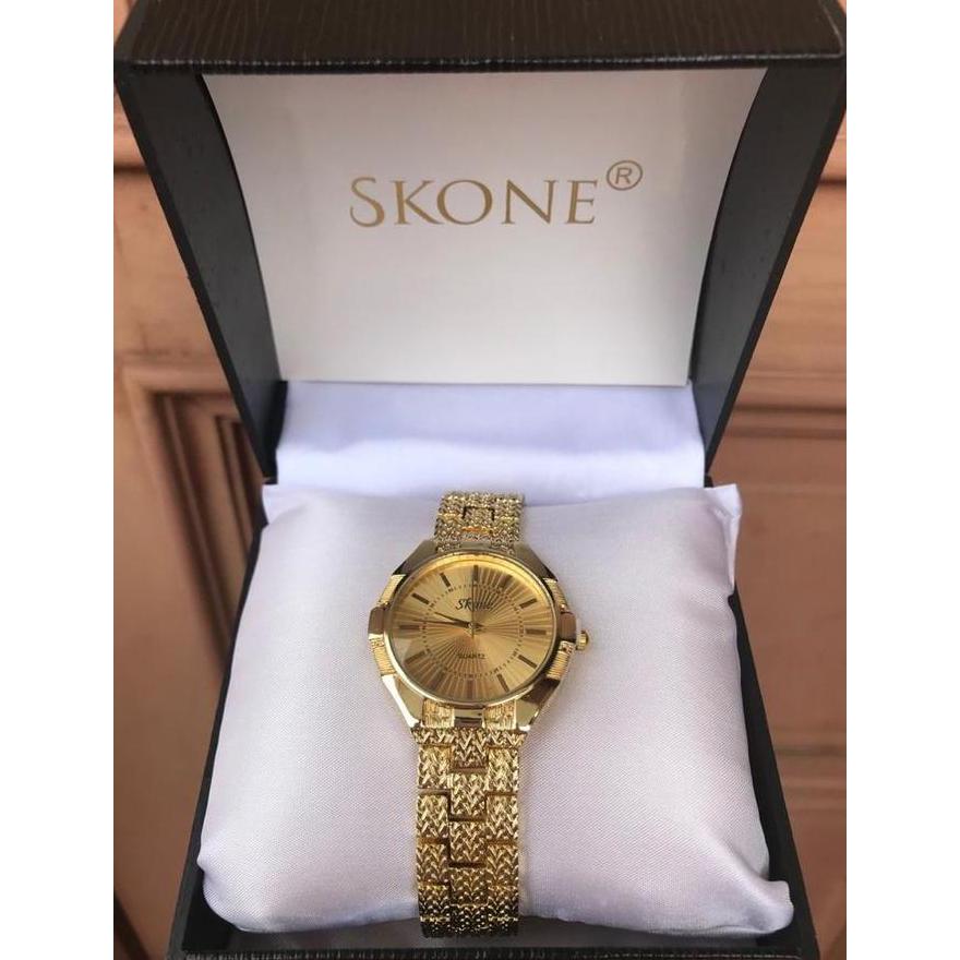 Jam Tangan Rantai Pria Wanita Merek Skone Ori warna Gold/emas 01 PROMO AWAL TAHUN