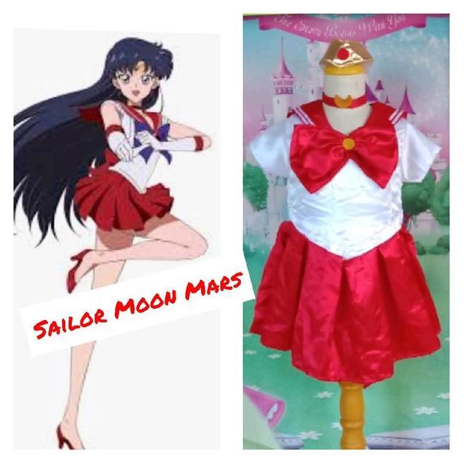 TERLARIS Mars Sailormoon Merah/Baju Kostum Anime/Sailor Moon Size Anak Dan Dewasa/ Cosplay Sailor Mo