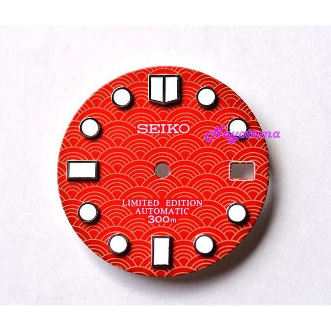 Dial MM300 Red merah Motif Seigaiha Diver for Seiko Automatic